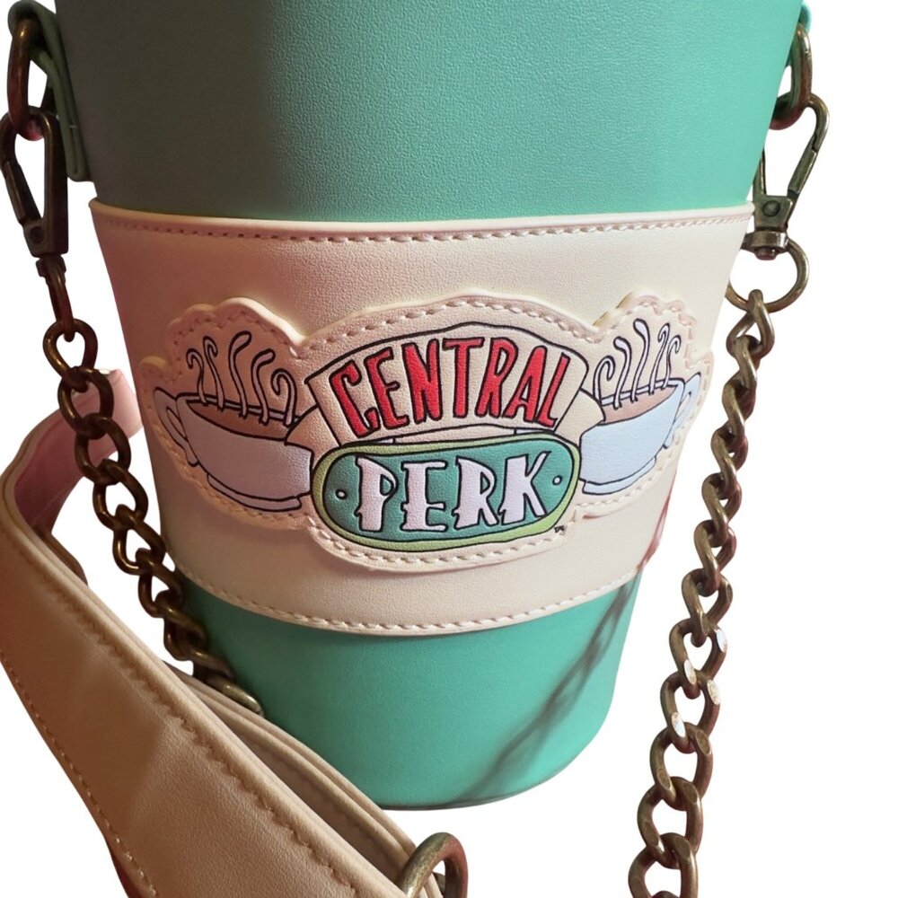 Friends Central Perk Coffee Cup-Shaped Loungefly Crossbody Bag With Chain Strap - Picture 2 of 7